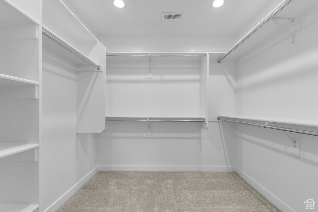 Walk in closet featuring carpet floors