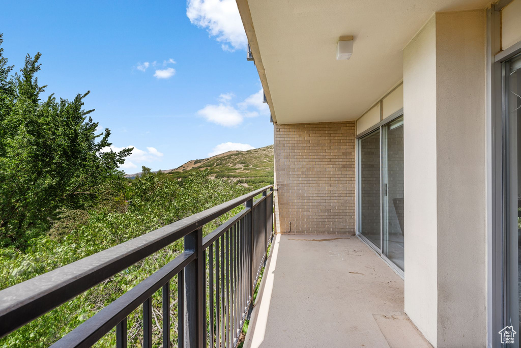 Balcony with a mountain view