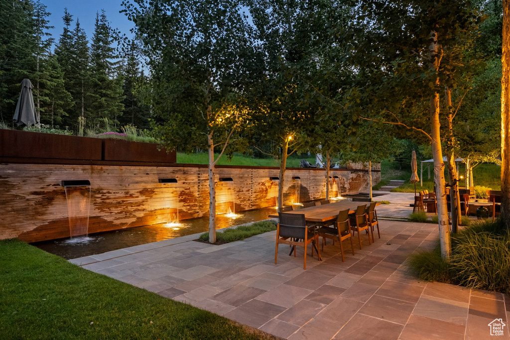 View of patio featuring outdoor dining area