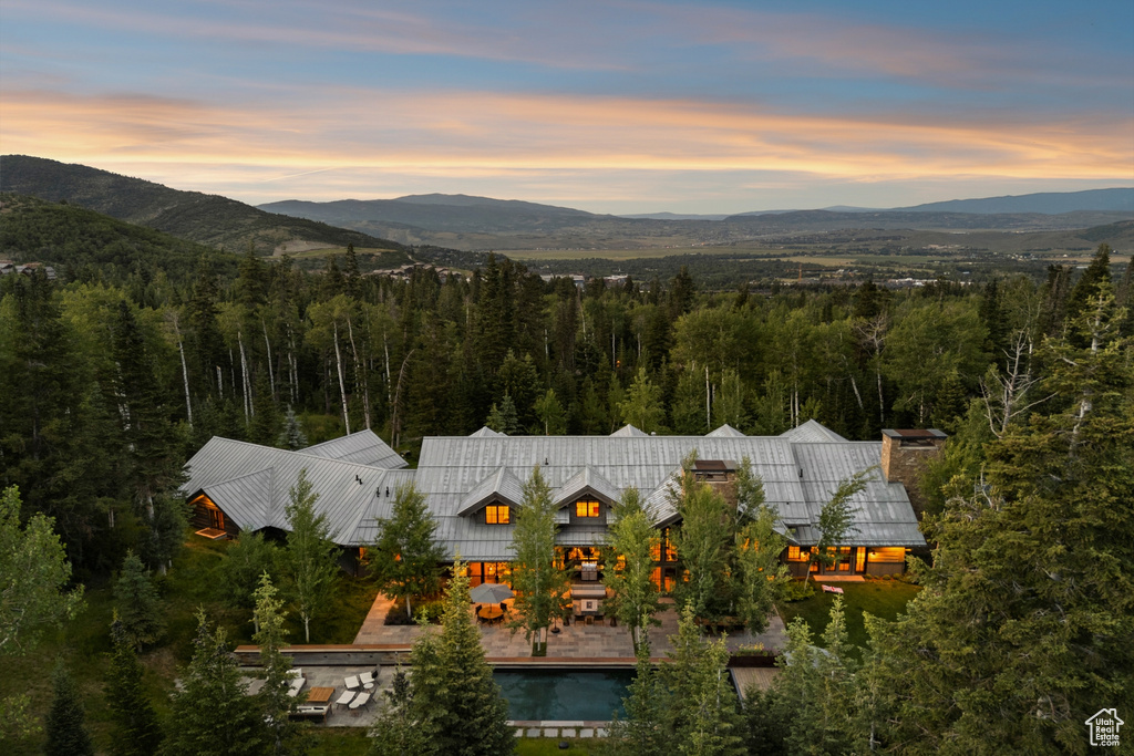 Mountain view with a heavily wooded area