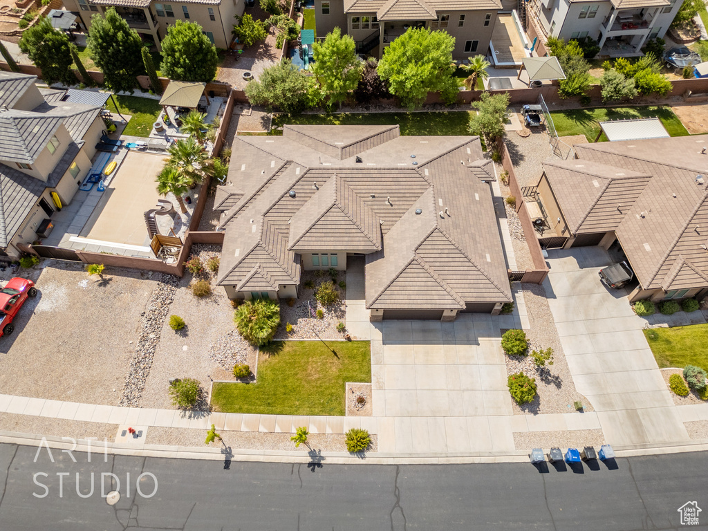Aerial view of residential area