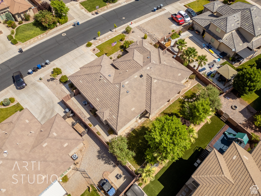 Aerial perspective of suburban area