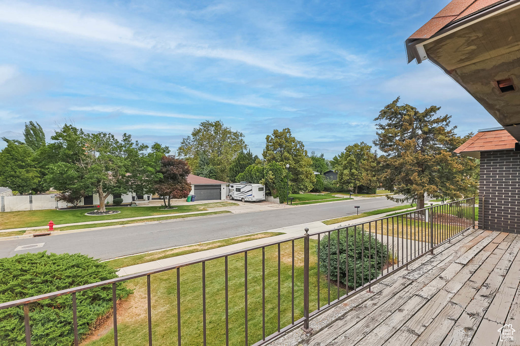 Wooden deck with a lawn