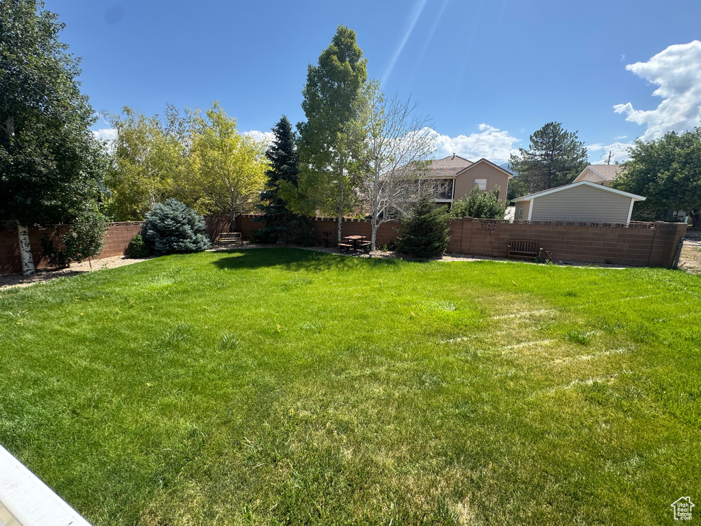 View of fenced backyard