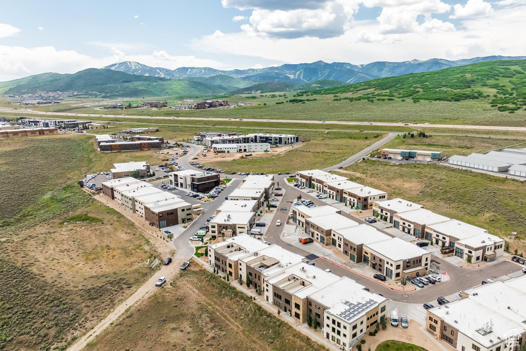 Drone / aerial view of a mountainous background