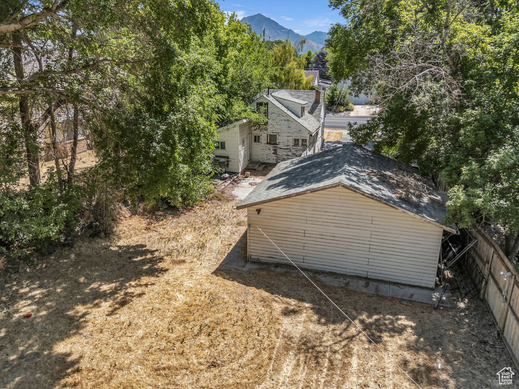 View of home's exterior featuring a mountain view