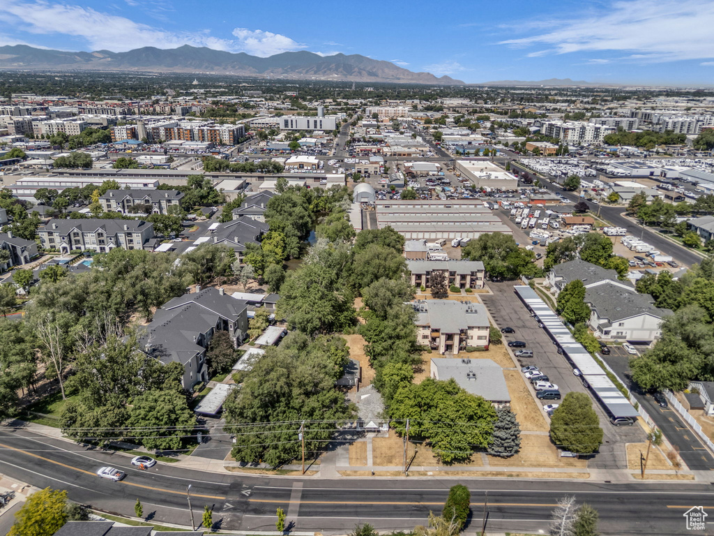 Drone / aerial view of a mountain backdrop