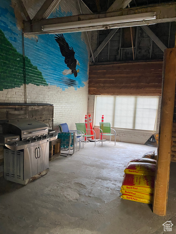 View of patio with area for grilling