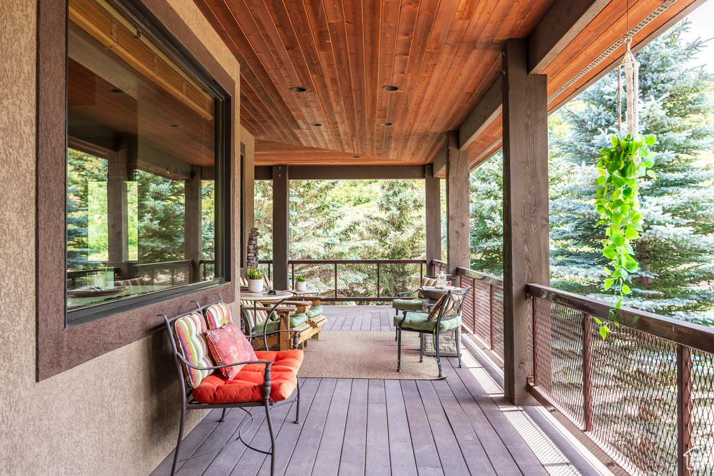 View of wooden deck