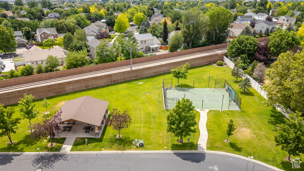 Aerial view of residential area