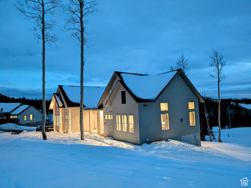 View of front of property with stucco siding
