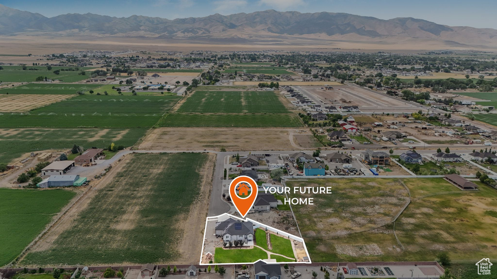 Aerial view of property\\\'s location featuring property parcel outlined and rural landscape