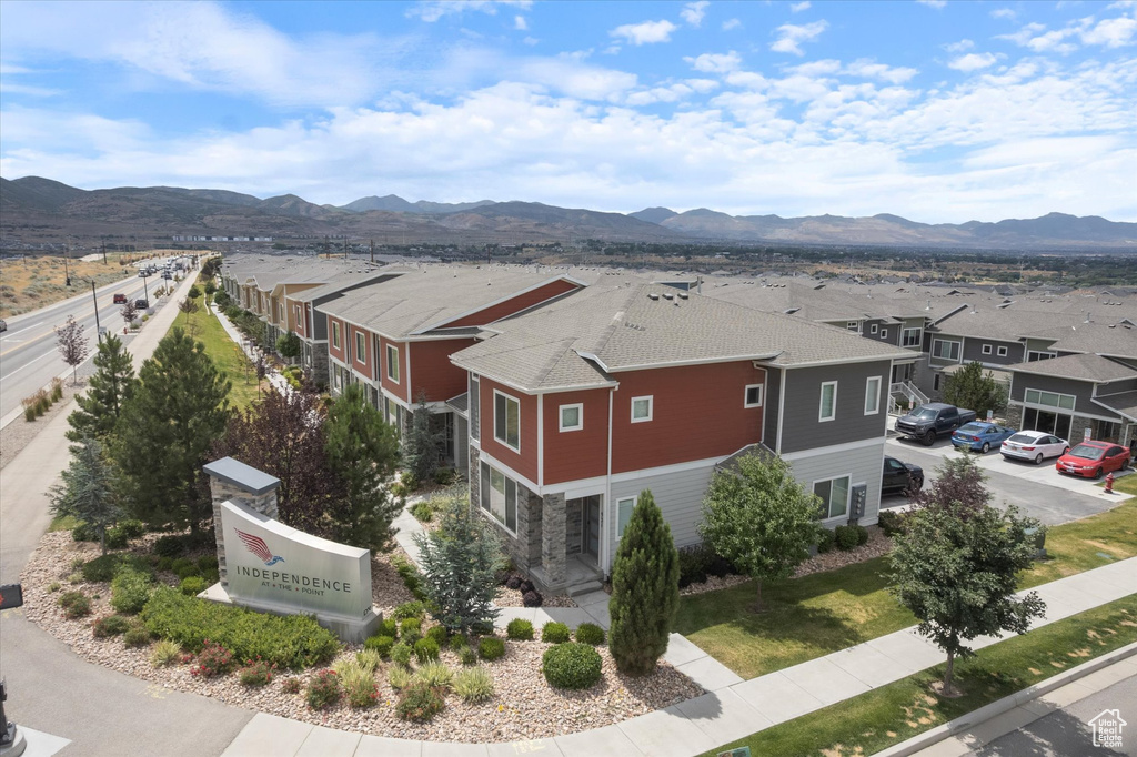 View of mountain background with nearby suburban area