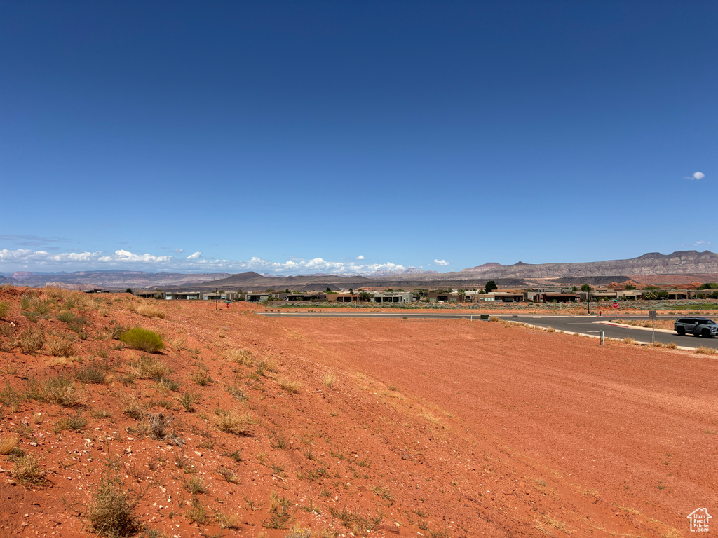 View of yard with a mountain view