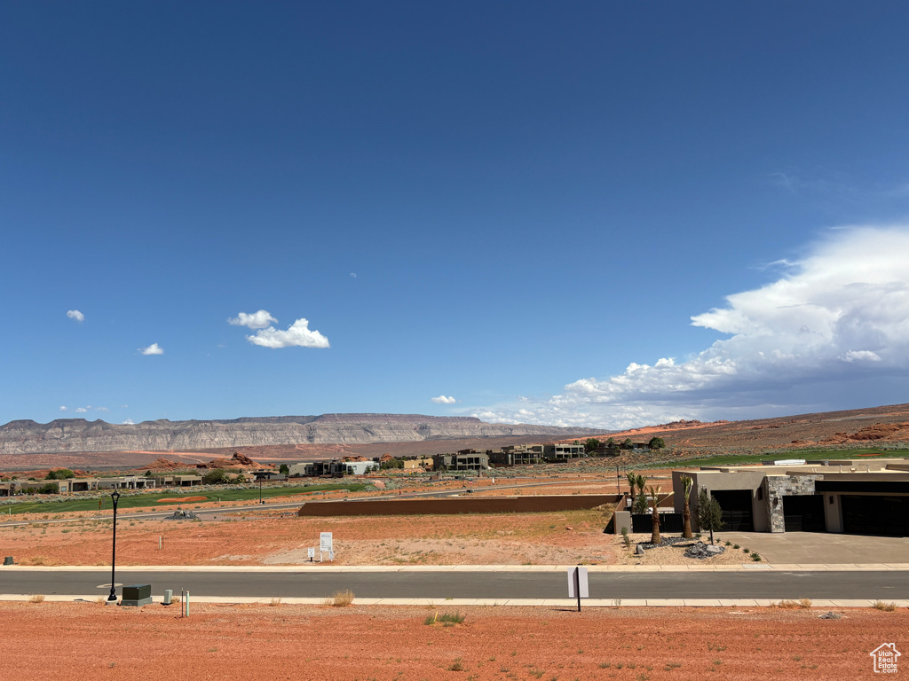 View of yard with a mountain view