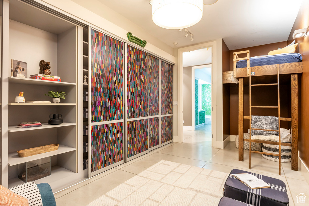 Bathroom with tile patterned floors