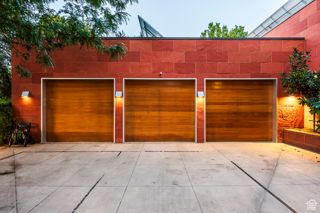 Garage with driveway