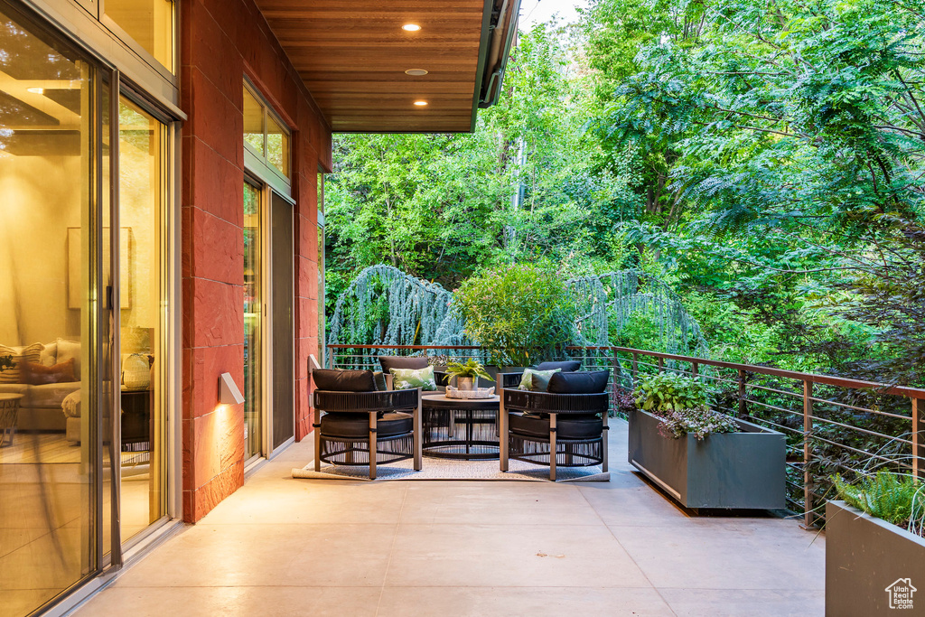 View of patio with an outdoor living space