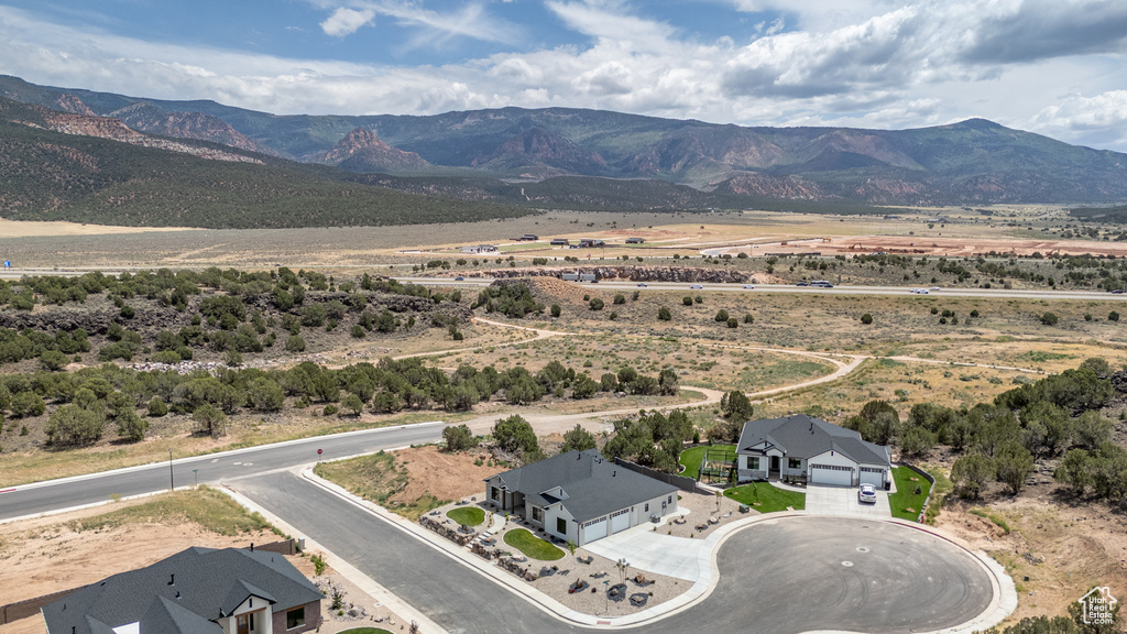 Aerial view of a mountainous background