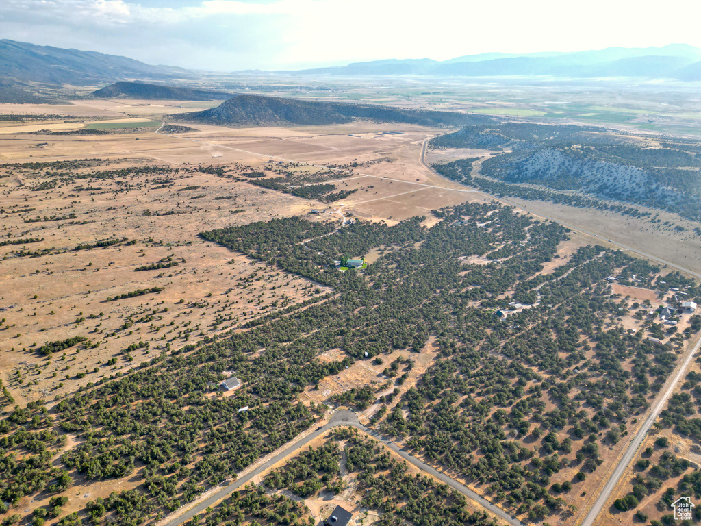 Overview of rural landscape with mountains