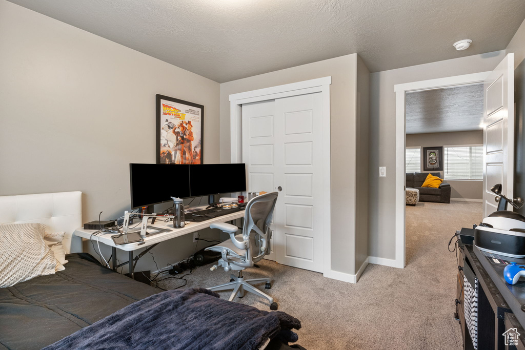 Office space featuring carpet and baseboards