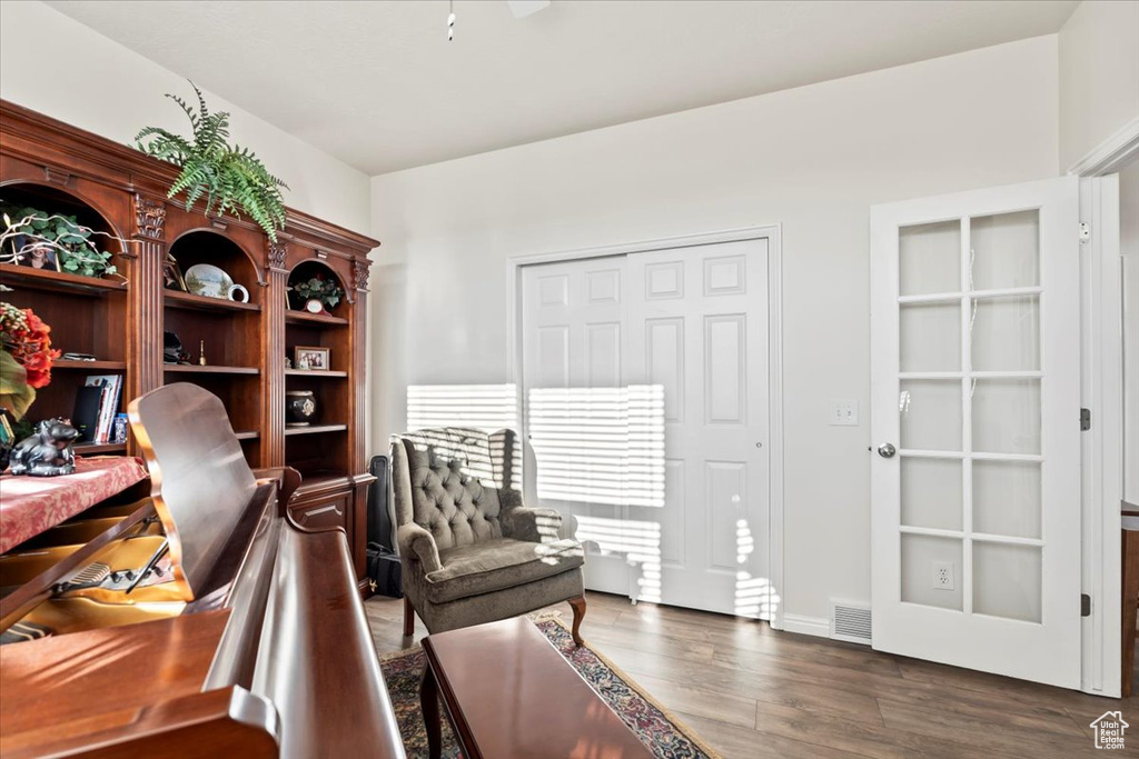 Office space with wood finished floors