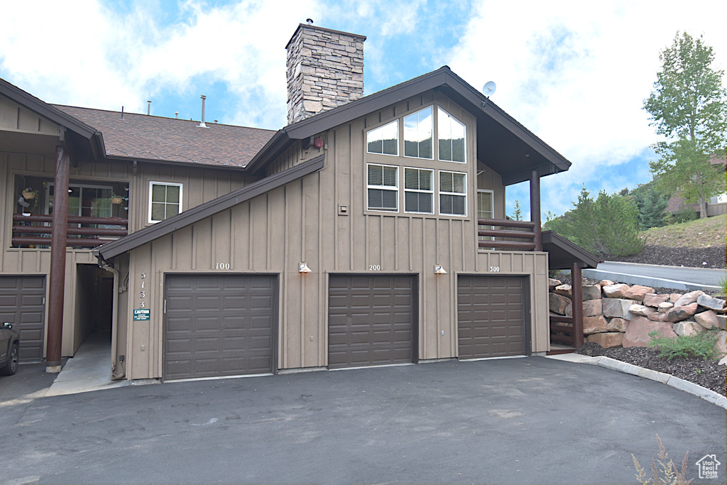 Garage with driveway