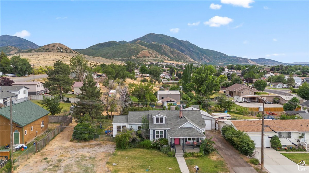 View of mountain background with nearby suburban area