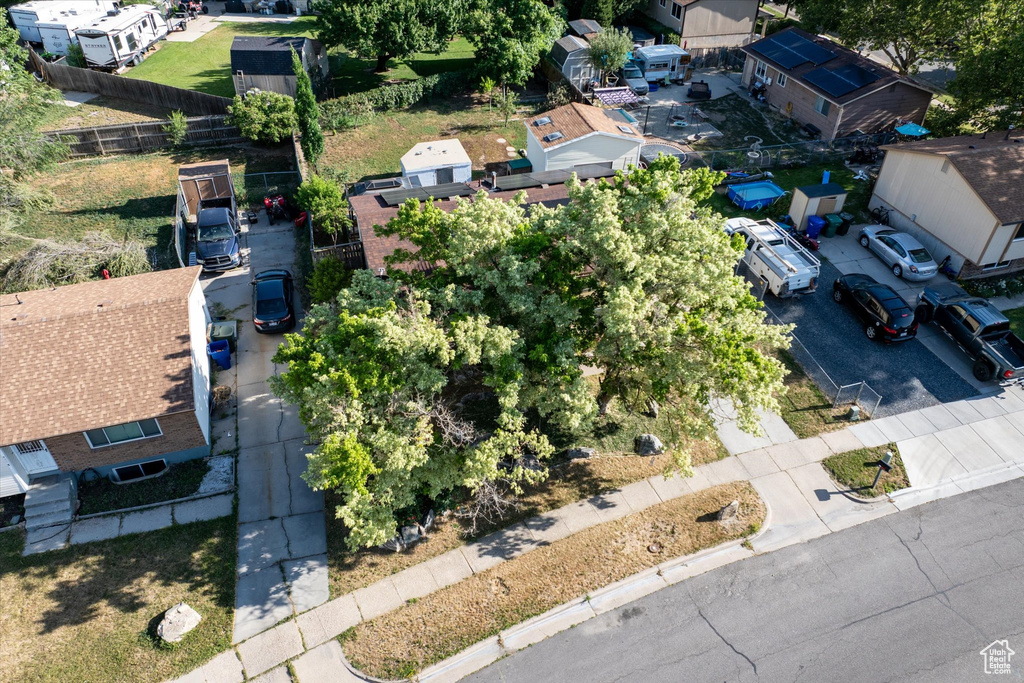 Aerial perspective of suburban area