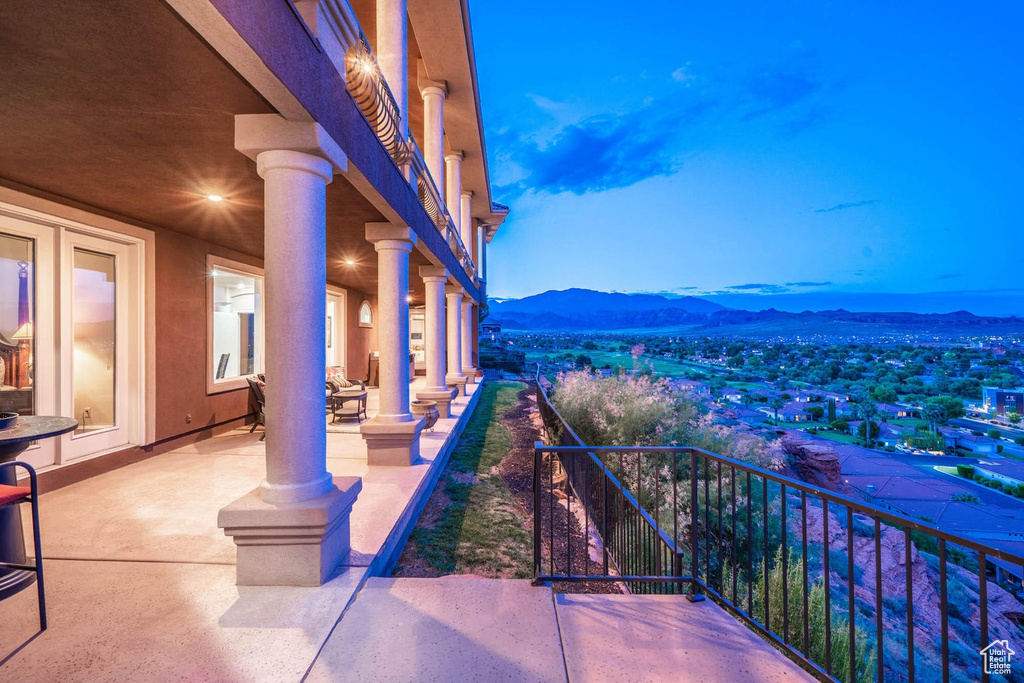 Balcony with a mountain view