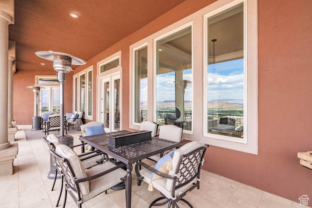 View of patio / terrace featuring outdoor dining space and french doors
