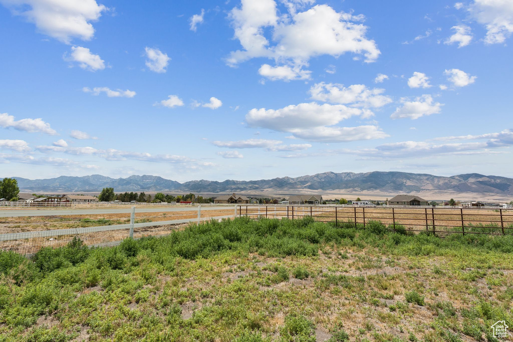 View of mountain background featuring rural landscape