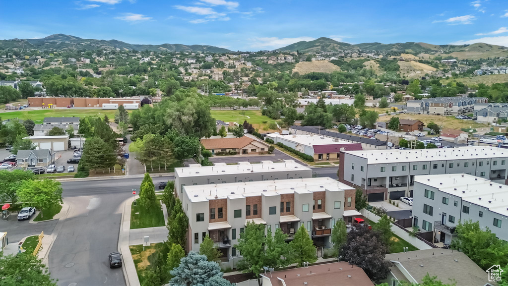 Bird's eye view of a mountain backdrop