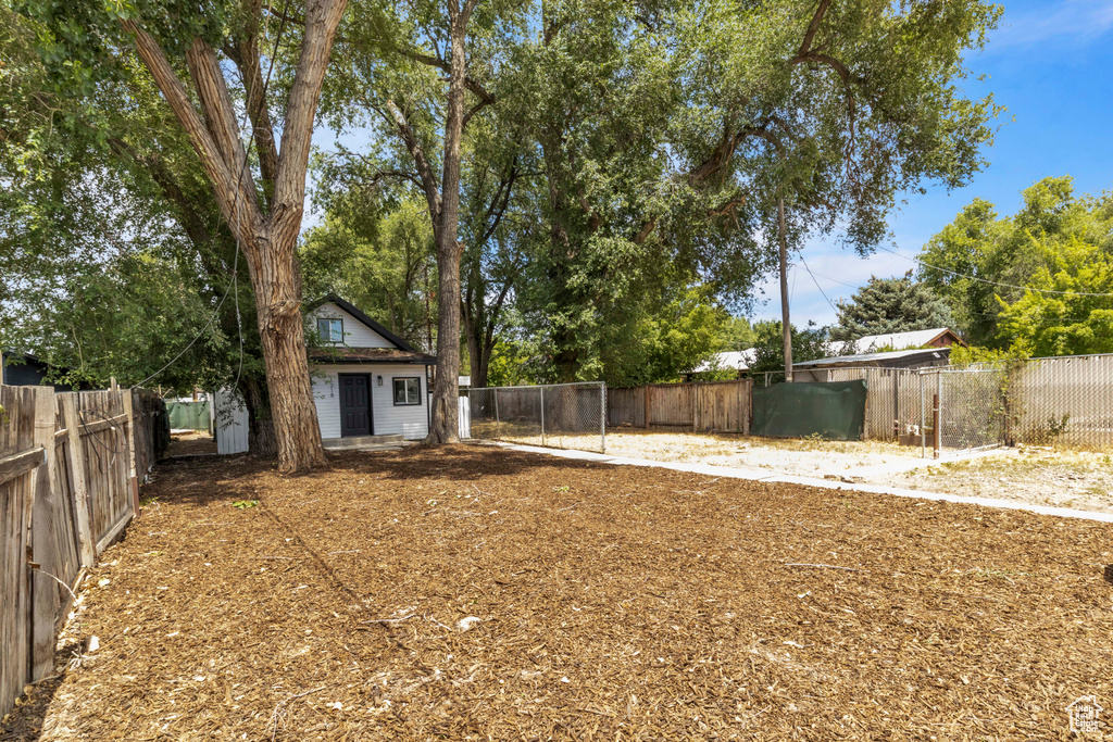 View of fenced backyard