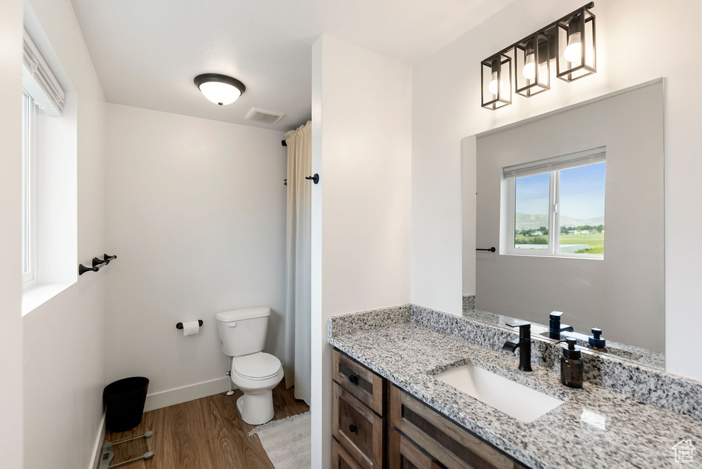 Bathroom featuring vanity and wood finished floors