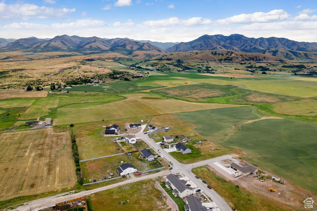 Aerial view of a mountain backdrop