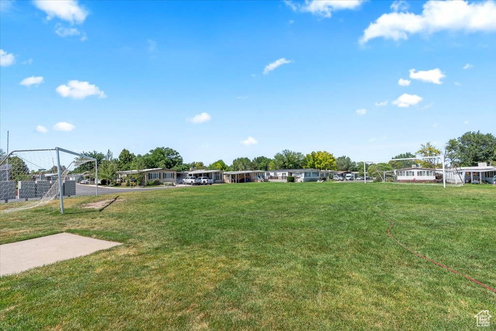 View of yard featuring an area for soccer