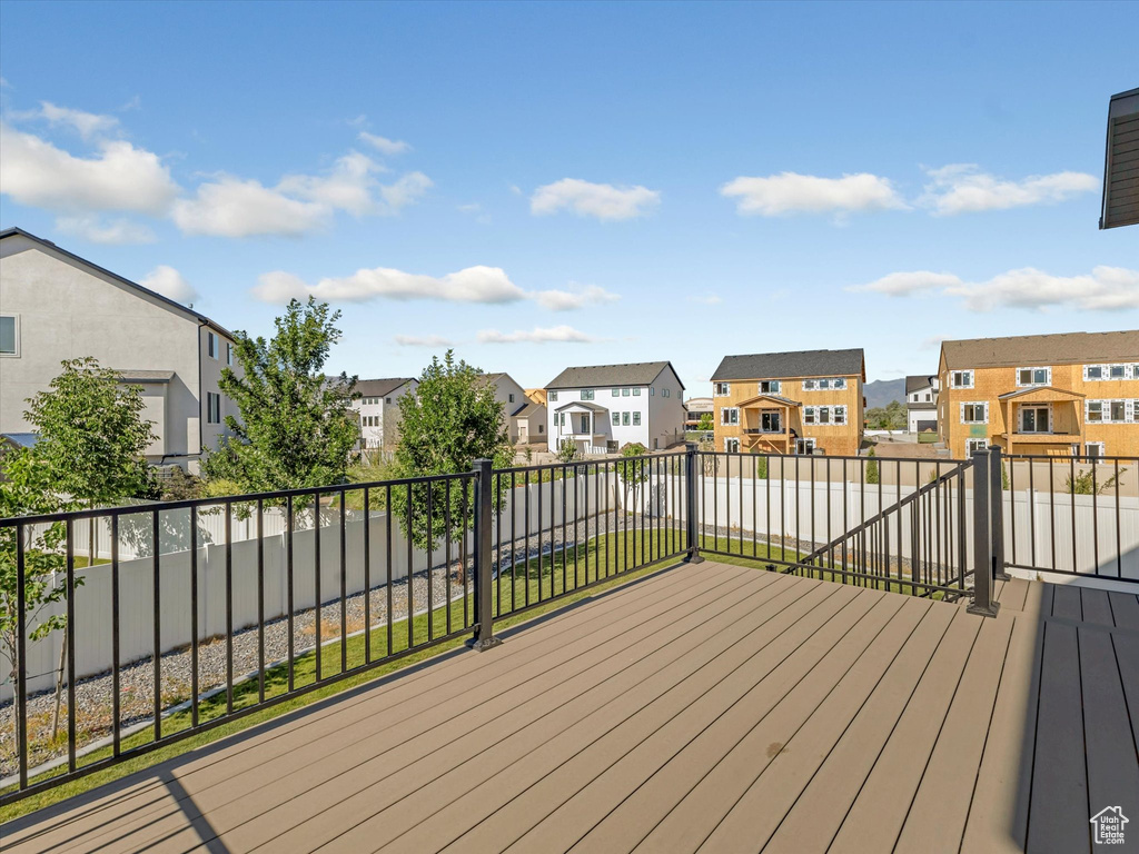 Wooden terrace with a residential view