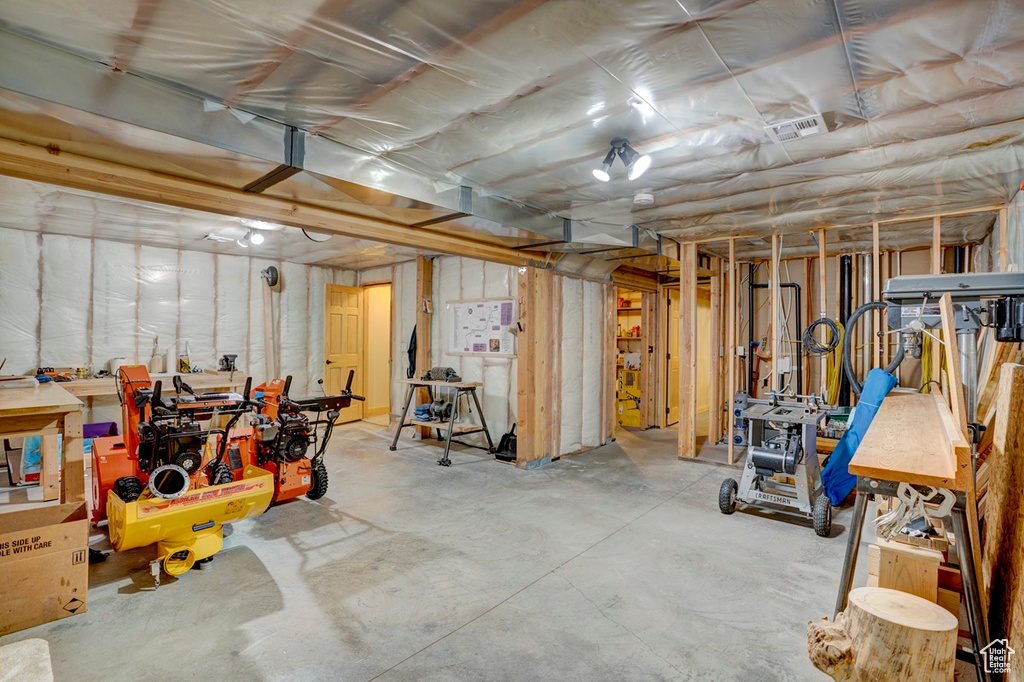View of unfinished basement