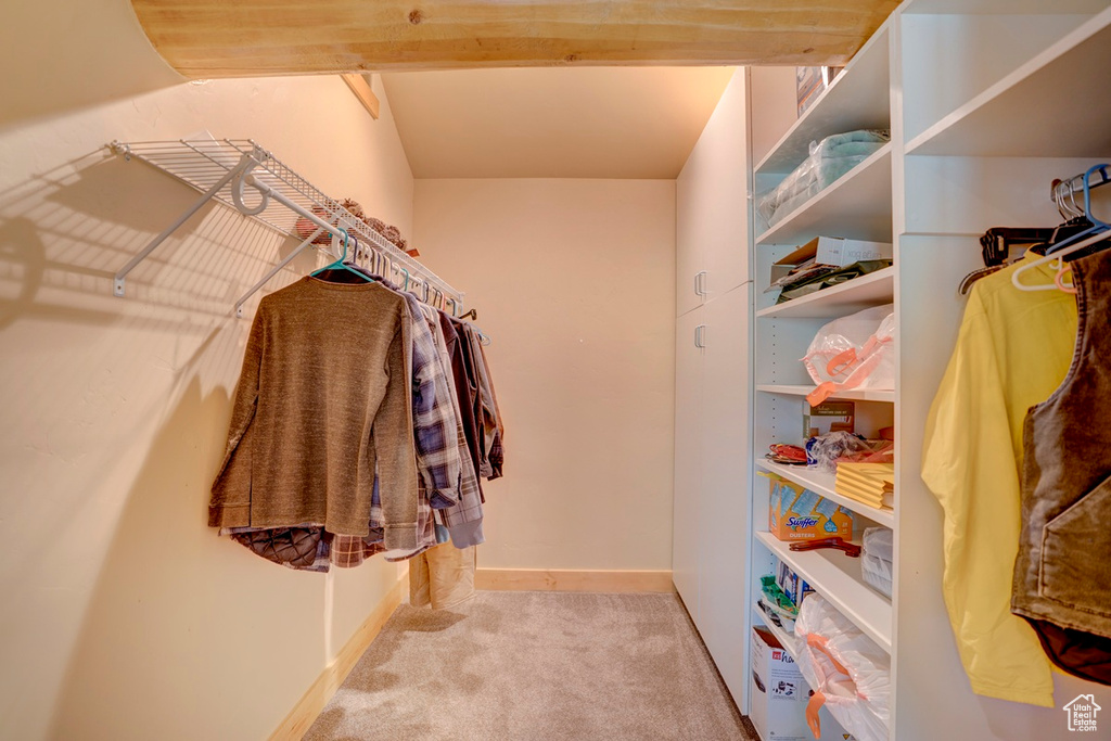 Walk in closet featuring carpet flooring