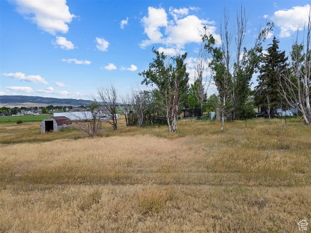 View of yard with a mountain view