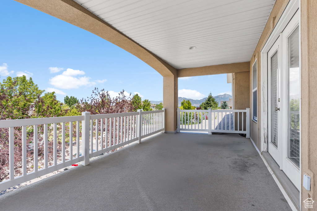 Balcony with a mountain view