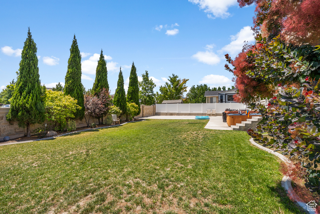 View of fenced backyard