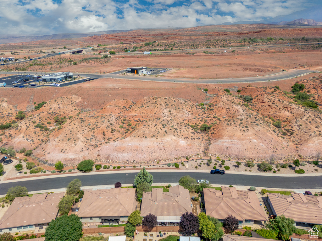 Aerial view of a mountainous background