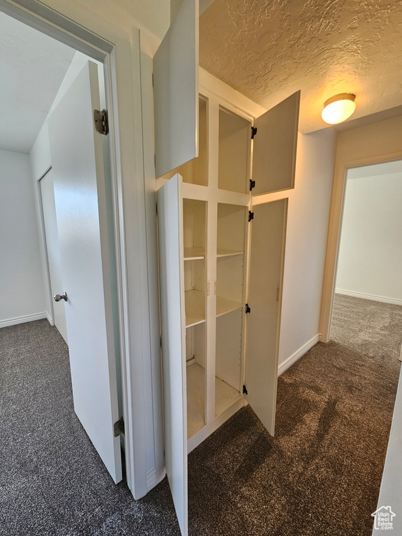 Hallway featuring carpet