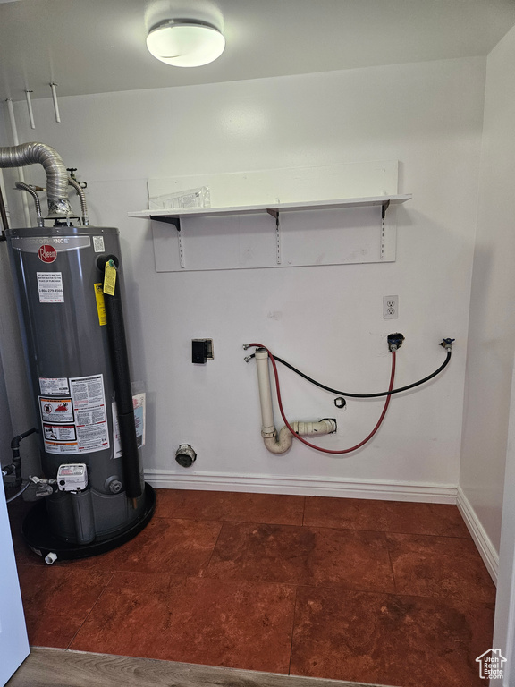 Utility room featuring gas water heater