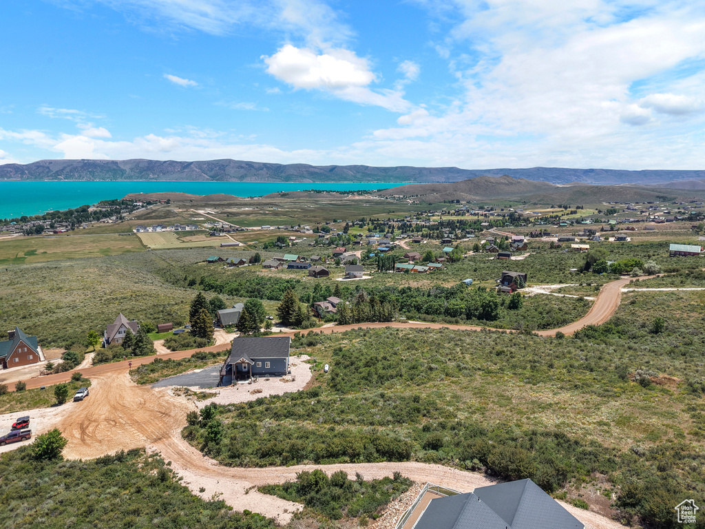 Bird's eye view of a water and mountain view