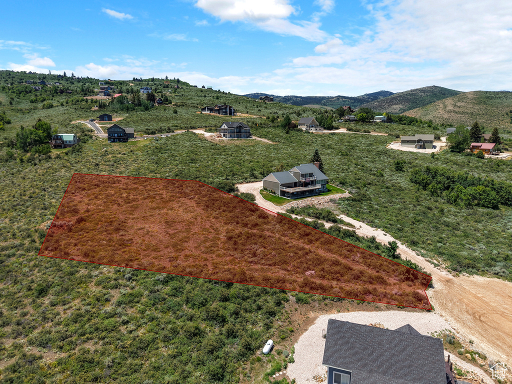 Drone / aerial view of a mountain backdrop