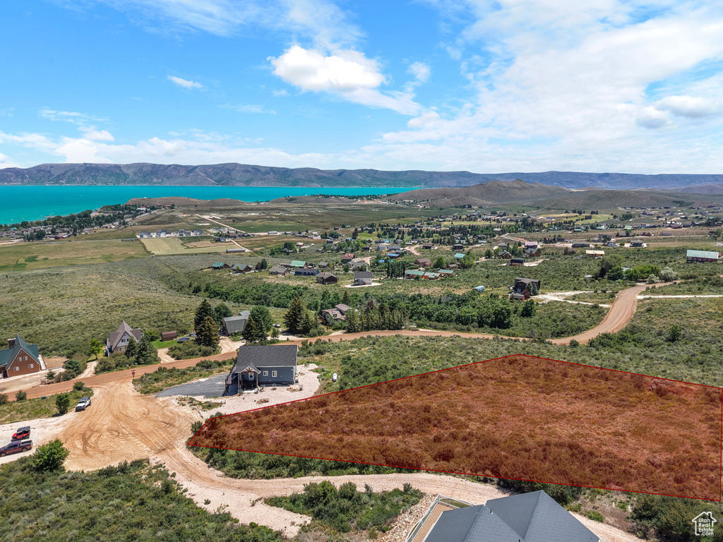 Drone / aerial view of a water and mountain view