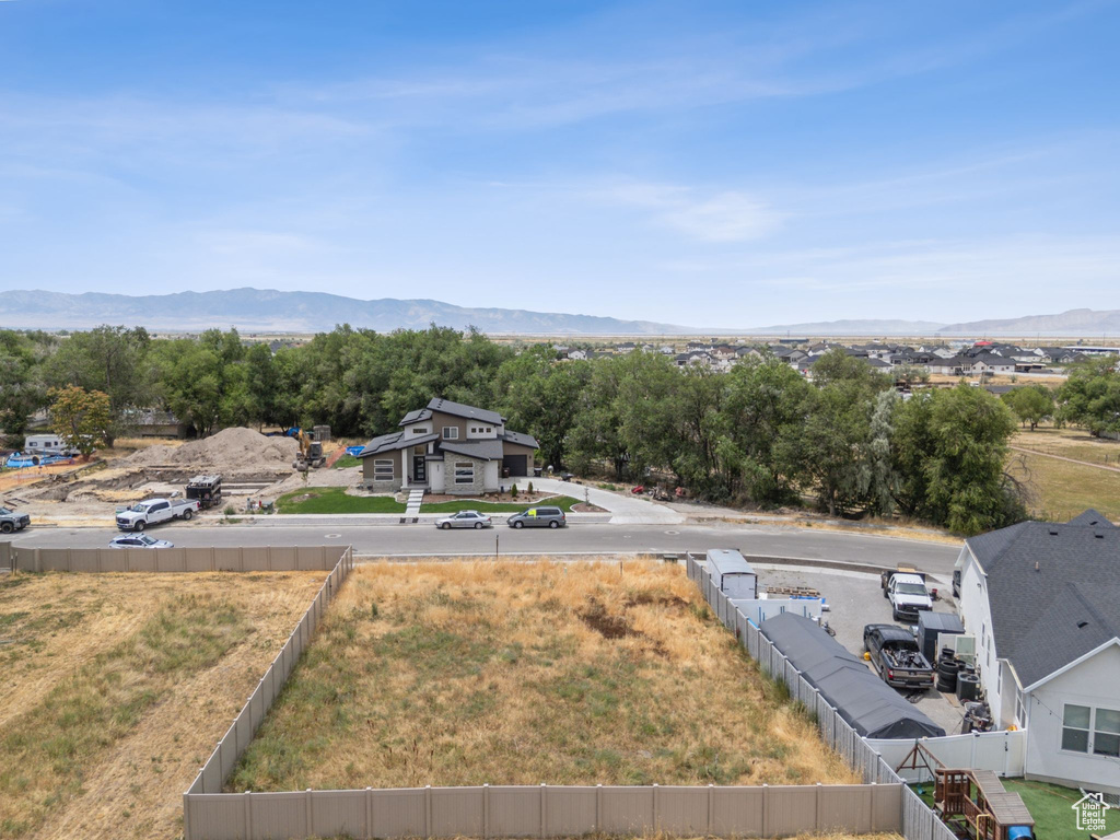 Drone / aerial view of a mountainous background